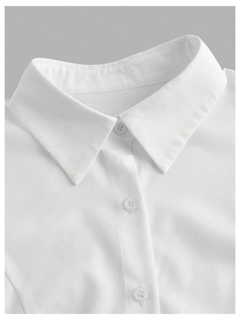 Floerns Women's Elegant Puff Long Sleeve Collared Shirts Button Down Dressy Blouse Top White Medium - Image 4