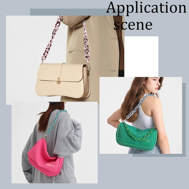 klarako 3 Colors Thick Resin Purse Bag Chain, 23.6 Inch Acrylic Flat Chain Strap Leopard Retro Purse Chain Replacement Handbag Chain Accessories Decoration for Women Cloud Hobo Bag Evening Clutch Bag - Image 2