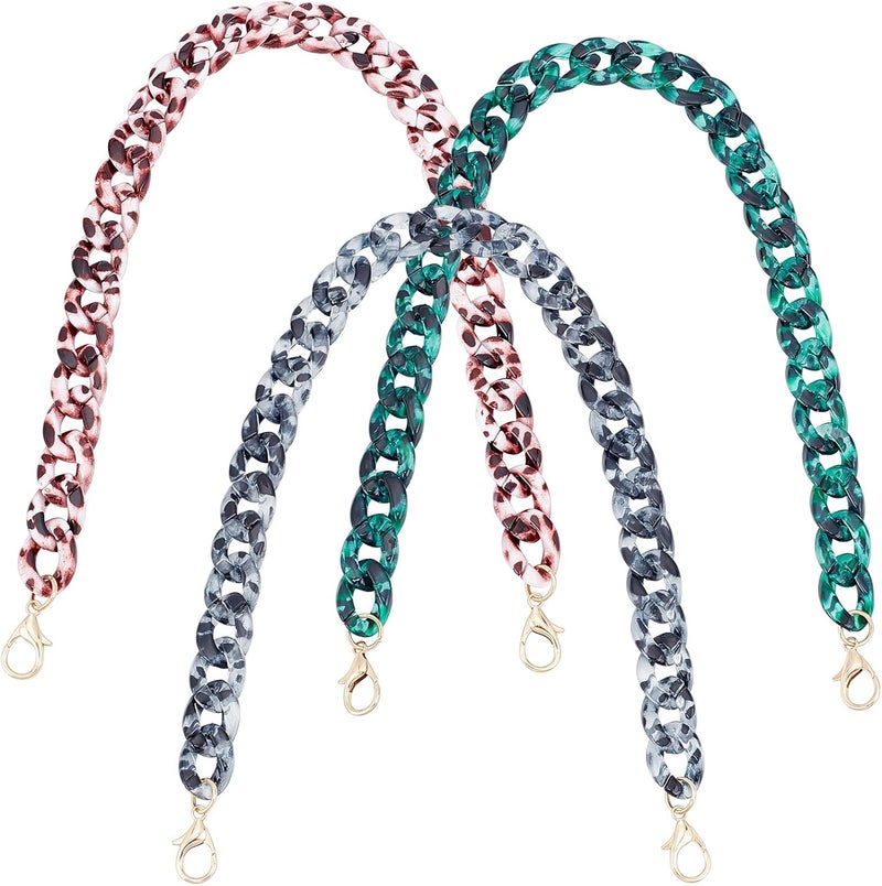klarako 3 Colors Thick Resin Purse Bag Chain, 23.6 Inch Acrylic Flat Chain Strap Leopard Retro Purse Chain Replacement Handbag Chain Accessories Decoration for Women Cloud Hobo Bag Evening Clutch Bag - Image 1