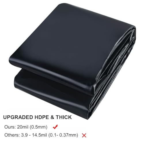 UWIOFF Pond Liner, 20 Mil 7 x 10 Feet Pond Liners for Outdoor Ponds, Black HDPE Fish Pond Liner for Koi Ponds, Streams Fountains and Garden Waterfall - Image 2