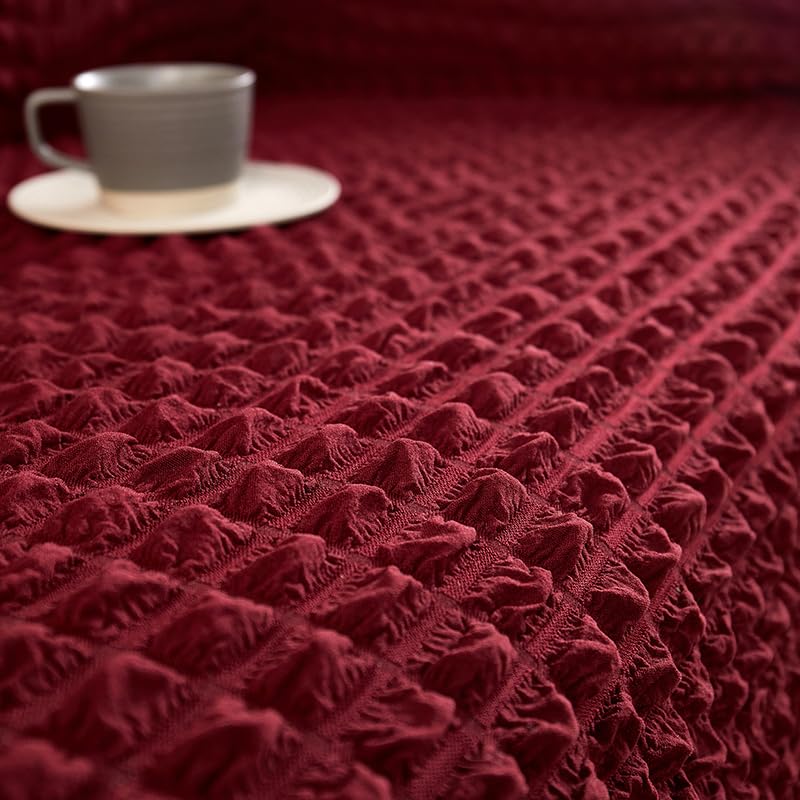 Kuber Industries Kuber Industries Sofa Cover | Two-Seater Sofa Cover | Sofa Chair Cover | Couch Cover for Hall | Universal Sofa Slipcover | Elastic Spandex Sofa Cover for Living Room | TSSC006 | Wine Red - Image 4