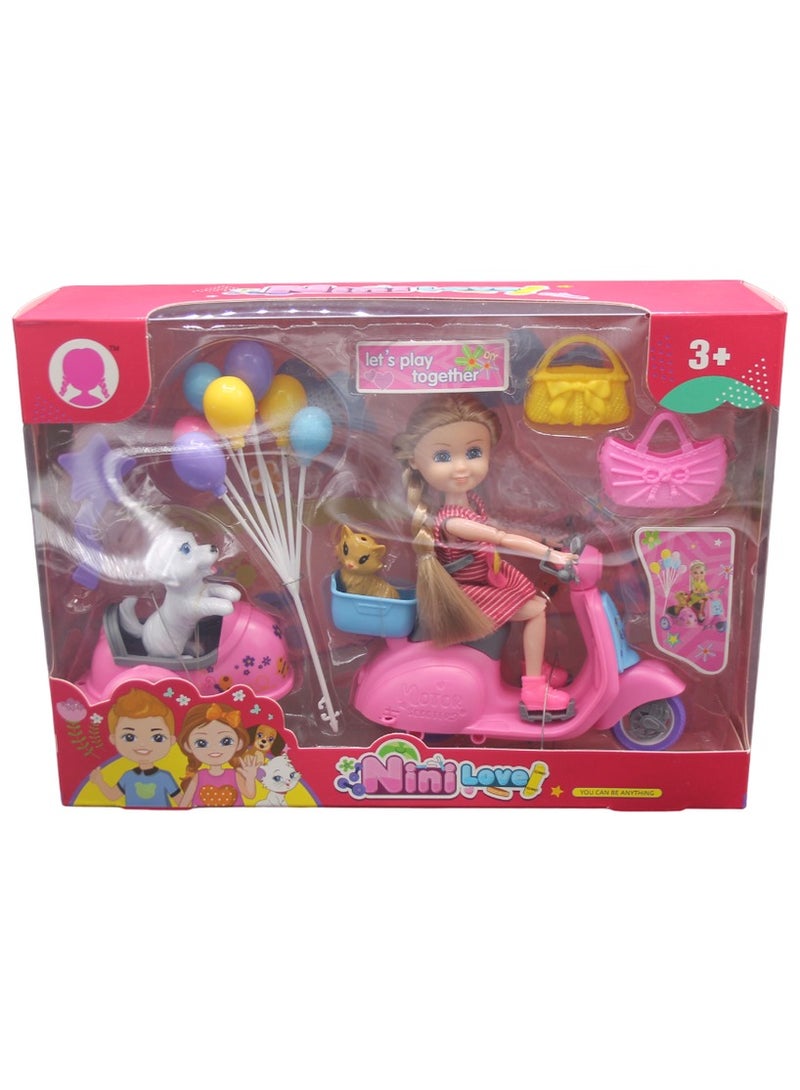 Nini Love Doll Motorcycle with Pets and Accessories 31-2389949P - Image 1