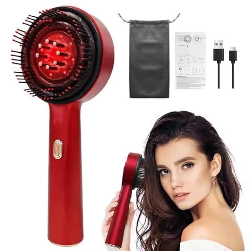 Snailax Premium Head Scalp Electric Massager 2 IN 1 Hair Oil Applicator Comb, Head & Scalp Massaging Brush, IPX7 Waterproof,Portable Deep Massager For Hair, Massager Machine (Red) - Image 1