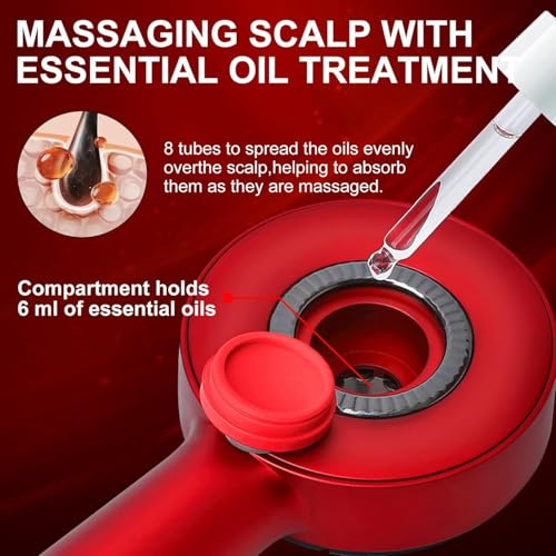 Snailax Premium Head Scalp Electric Massager 2 IN 1 Hair Oil Applicator Comb, Head & Scalp Massaging Brush, IPX7 Waterproof,Portable Deep Massager For Hair, Massager Machine (Red) - Image 3