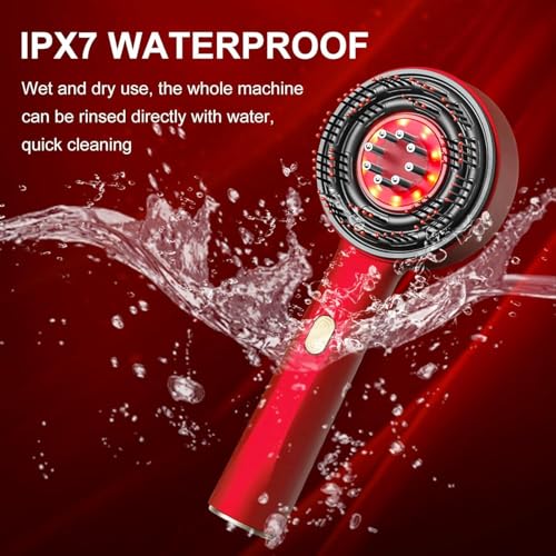 Snailax Premium Head Scalp Electric Massager 2 IN 1 Hair Oil Applicator Comb, Head & Scalp Massaging Brush, IPX7 Waterproof,Portable Deep Massager For Hair, Massager Machine (Red) - Image 5