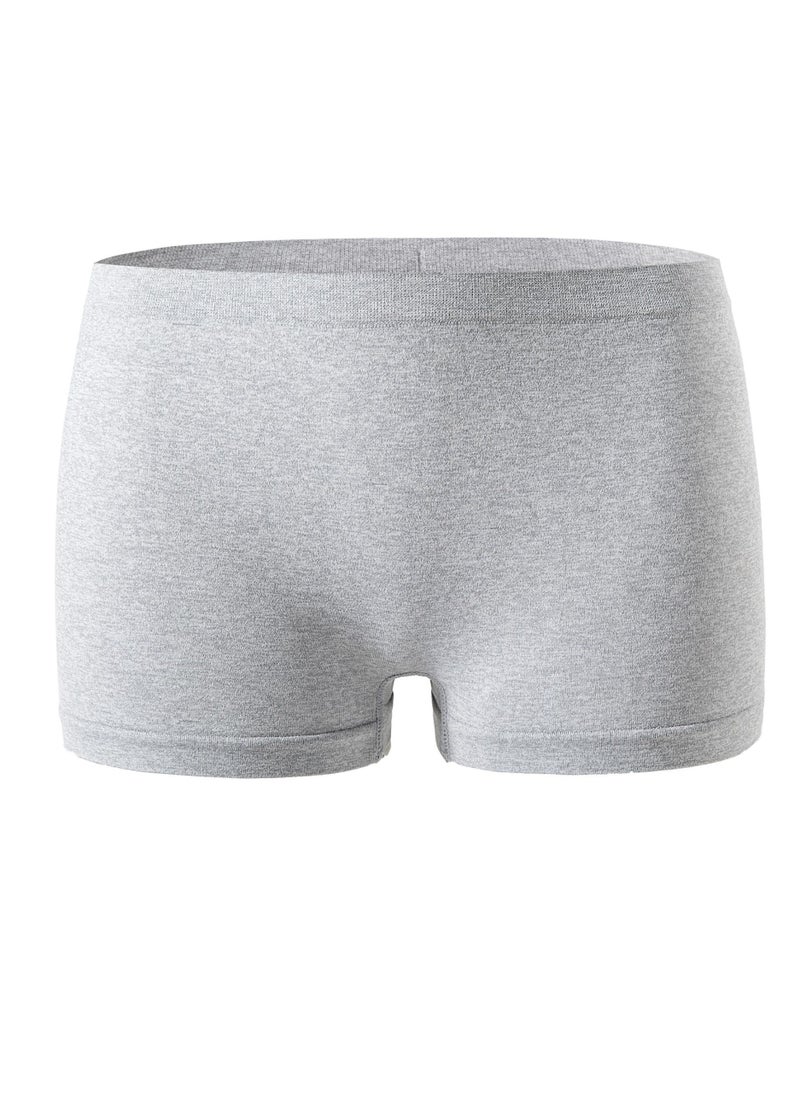 Loquat - Women's Solid Color Seamless Underwear Low-Waisted Boxer Briefs Soft Stretch Underwear Panties Grey - Image 1
