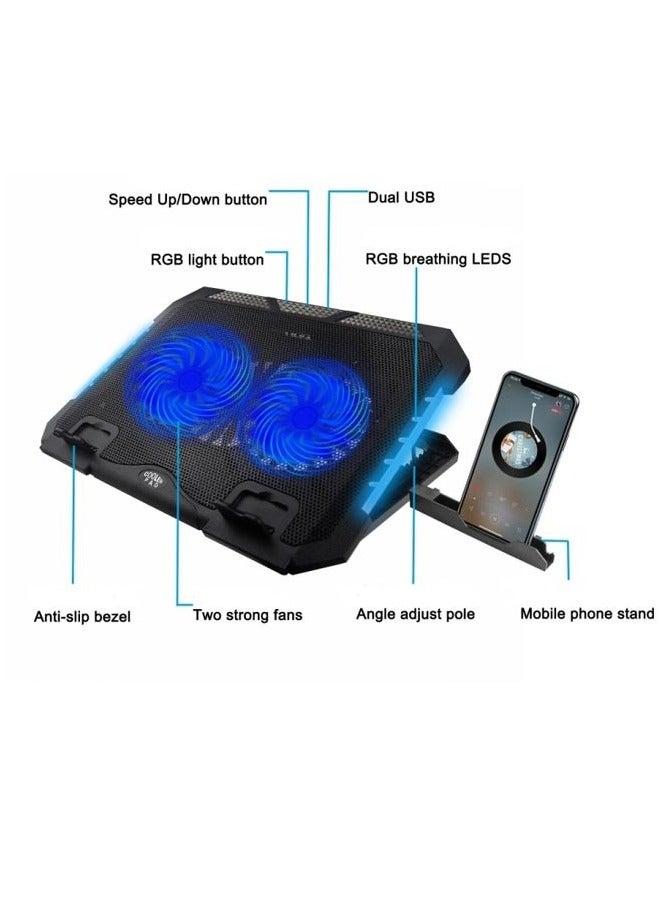 S900 Dual USB Ports RGB Laptop Cooling Stand - Image 2
