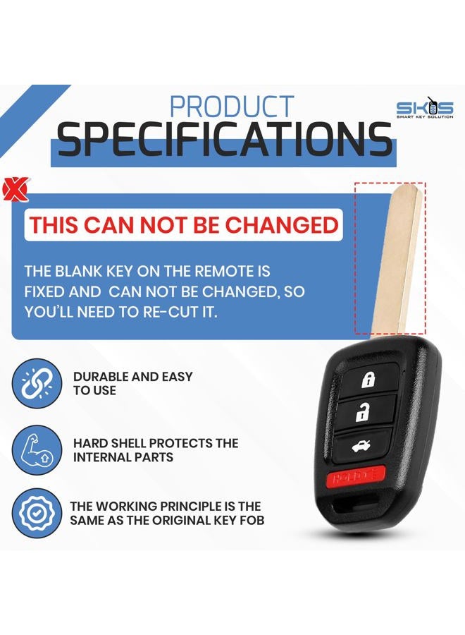Smart Key Solution Replacement Key Fob Shell Cover Case Compatible for Honda 2013-2016 Accord Crosstour 2014-2015 CR-V Civic 2016-2017 HR-V Keyless Entry Remote Key Fob - Image 3