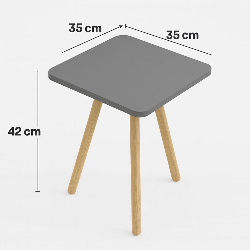 FENDI HOME Modern Square Wooden Side Table with 3 Color Options (Natural Oak, Classic White, Elegant Gray) – Small Accent Table for Living Room, Bedroom, or Office (Elegant Gray) - Image 5
