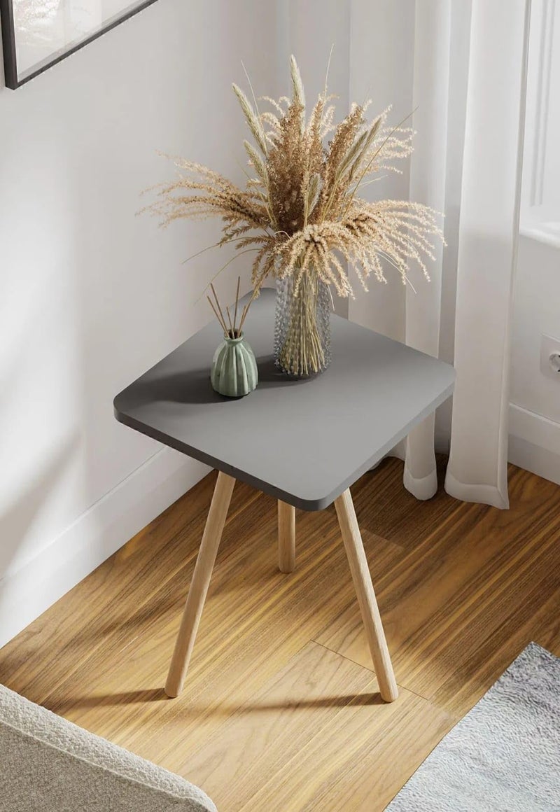 FENDI HOME Modern Square Wooden Side Table with 3 Color Options (Natural Oak, Classic White, Elegant Gray) – Small Accent Table for Living Room, Bedroom, or Office (Elegant Gray) - Image 4
