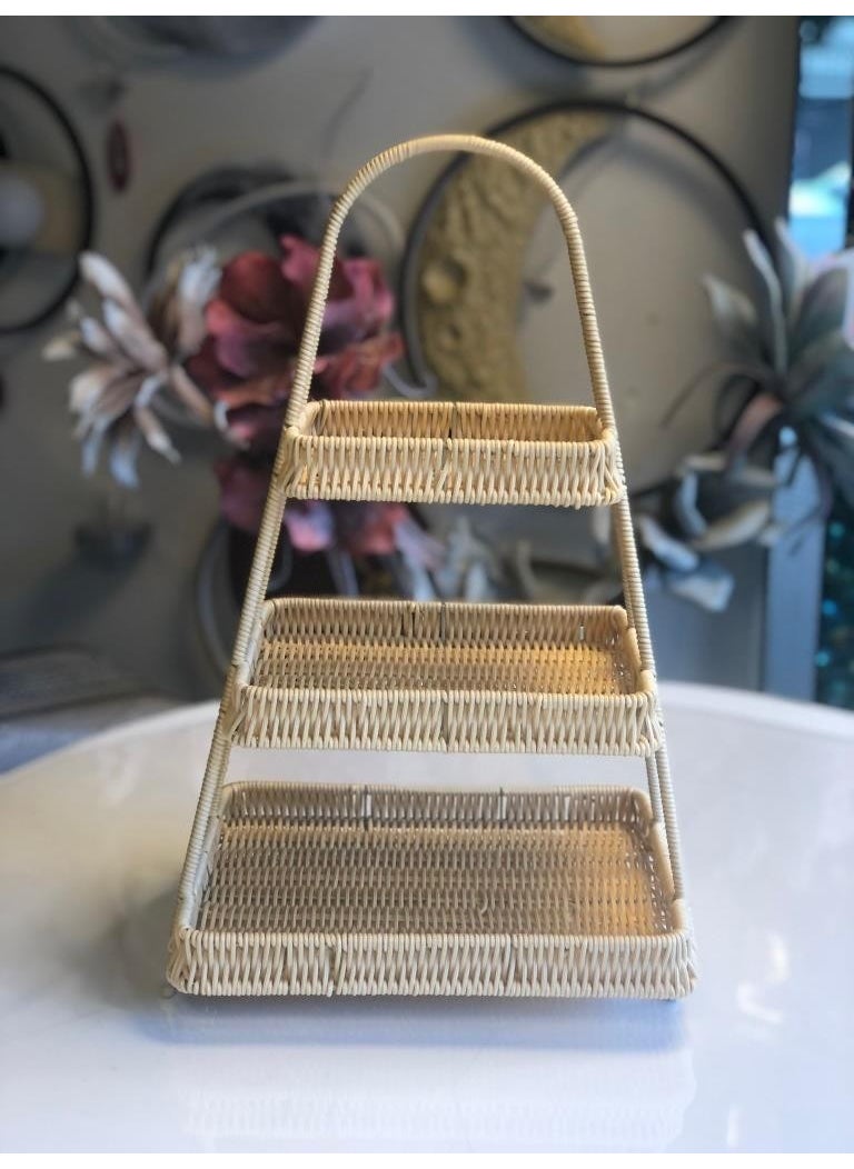 PEROTTI Synthetic Wicker Beige 3-Layer Rectangular Presentation 50CM  - Image 2