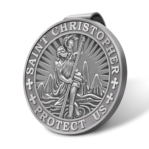Fenye Saint Christopher Medal for Car,Visor Clip,St Christopher Medal for Car,Talisman for Safety,Automotive Visor Accessories,Gift for Drivers, Families, Friends - Image 3