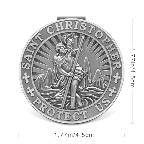 Fenye Saint Christopher Medal for Car,Visor Clip,St Christopher Medal for Car,Talisman for Safety,Automotive Visor Accessories,Gift for Drivers, Families, Friends - Image 5