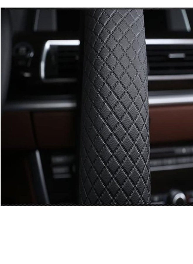Generic Car Steering Wheel Cover,Anti-Slip Matte Finish Auto Universal, Genuine Leather, Universal 15 Inch Fit, Odor-Free Embossing Pattern(Black & Brown)  - Image 3