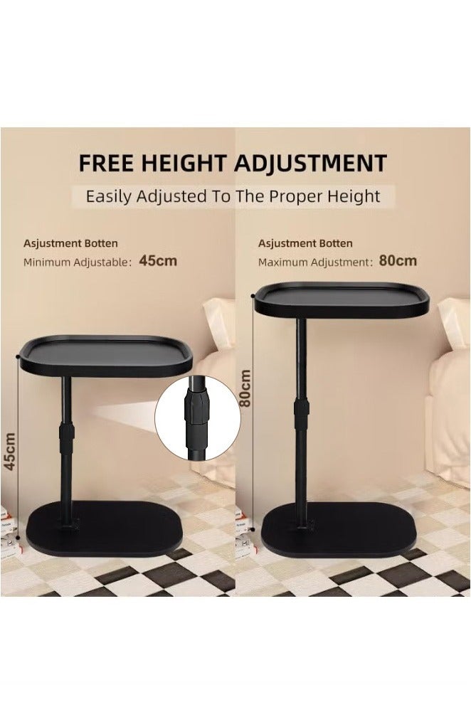 يوڠام طاولة جانبية على شكل C قابلة لتعديل الارتفاع دوران 360° طاولة نهاية على شكل C طاولات جانبية للكنبة طاولة خدمة تنزلق تحت طاولة قهوة صغيرة على شكل C طاولة نهاية للأريكة السرير حوض الاستحمام سطح دوار مرتفع - Image 2