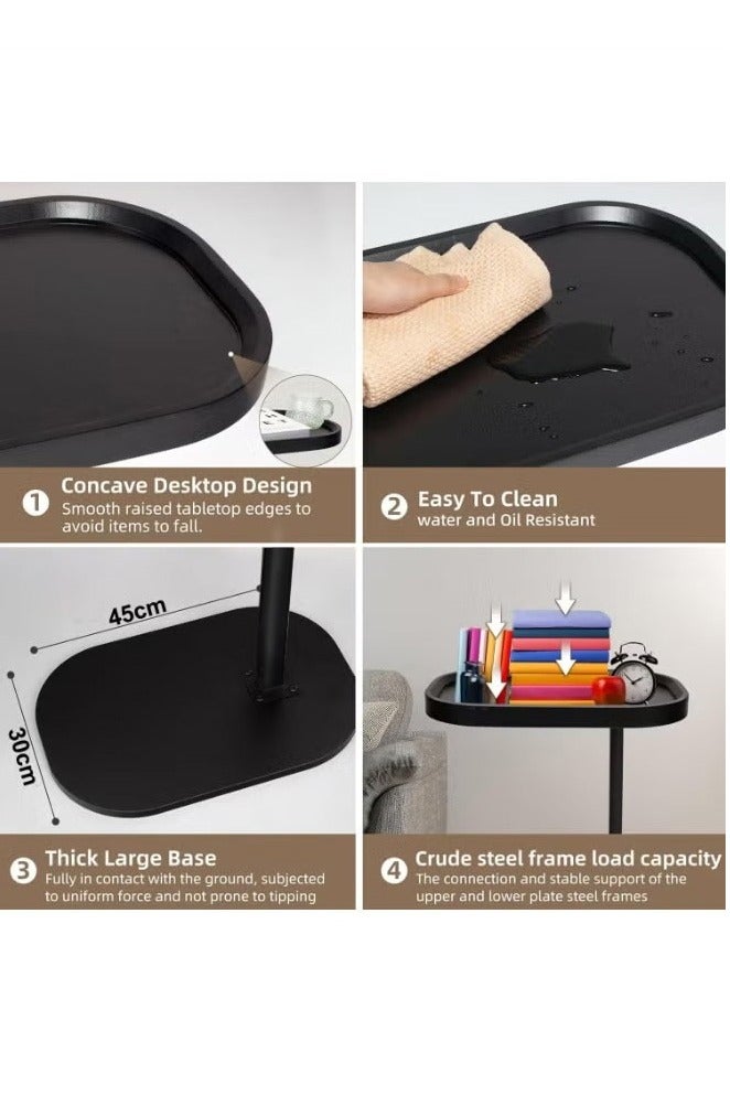 يوڠام طاولة جانبية على شكل C قابلة لتعديل الارتفاع دوران 360° طاولة نهاية على شكل C طاولات جانبية للكنبة طاولة خدمة تنزلق تحت طاولة قهوة صغيرة على شكل C طاولة نهاية للأريكة السرير حوض الاستحمام سطح دوار مرتفع - Image 3