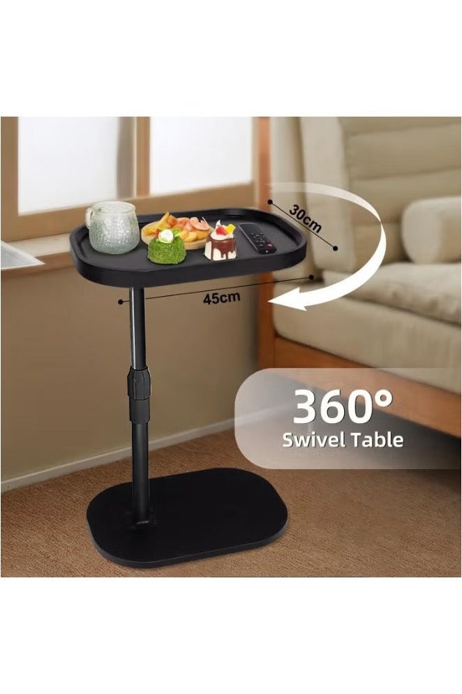 يوڠام طاولة جانبية على شكل C قابلة لتعديل الارتفاع دوران 360° طاولة نهاية على شكل C طاولات جانبية للكنبة طاولة خدمة تنزلق تحت طاولة قهوة صغيرة على شكل C طاولة نهاية للأريكة السرير حوض الاستحمام سطح دوار مرتفع - Image 4