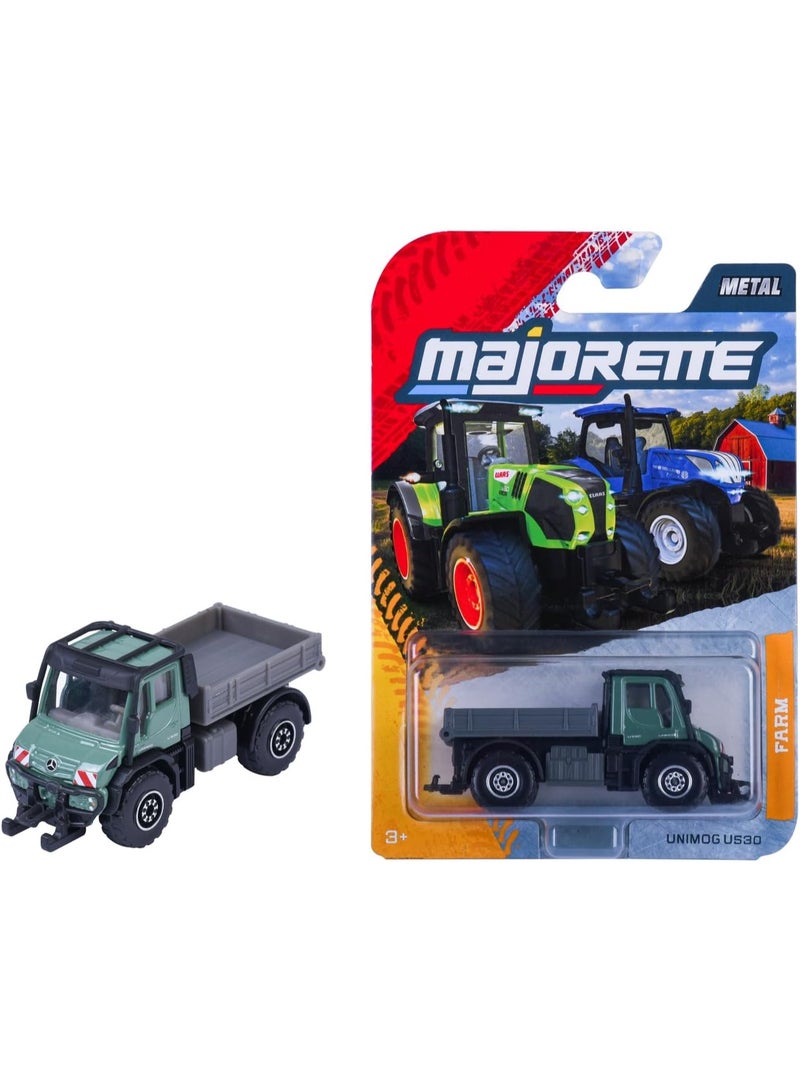 Majorette Farm Premium Unimog U530 - Die-Cast Model in Green/Grey with Freewheel and Moving/Opening Parts - Robust Collector's and Game Model