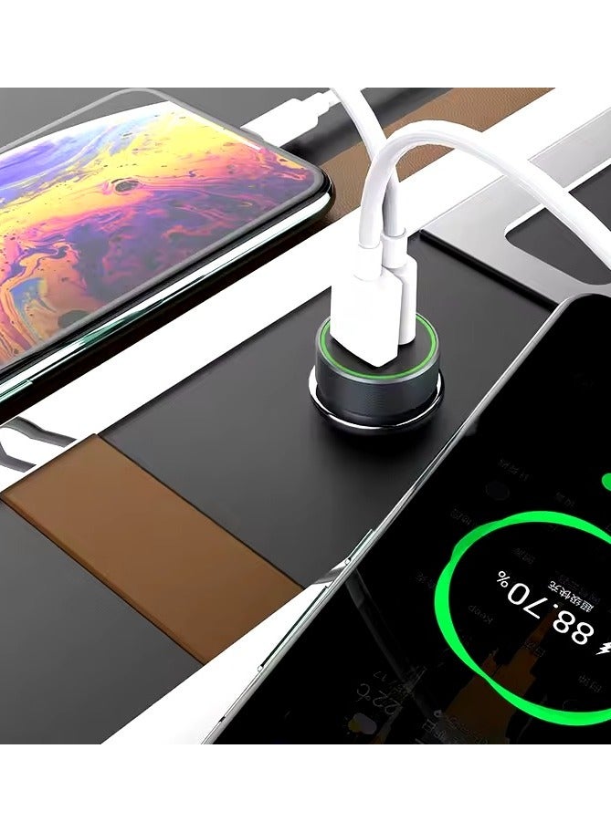 FONENG C16 Metal Car Charger with Usb +C Dual Ports (30W) - Image 3