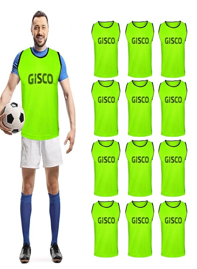 GISCO Sports Training Bibs Training Vest | Set of 12 (Green, Large) - Image 2