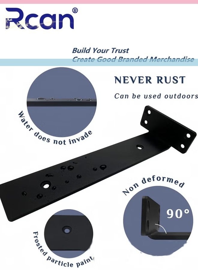 Rcan 6 Pack Shelf Brackets 6 Inch Floating Shelf Bracket Heavy Duty Hidden Shelf Brackets Iron Metal Brackets for Shelf Support with Screw Included - Image 2