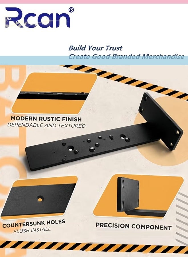 Rcan 6 Pack Shelf Brackets 6 Inch Floating Shelf Bracket Heavy Duty Hidden Shelf Brackets Iron Metal Brackets for Shelf Support with Screw Included - Image 3