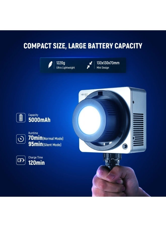نيوير HB80C 80W RGBWW Mini COB LED Video Light - Image 4
