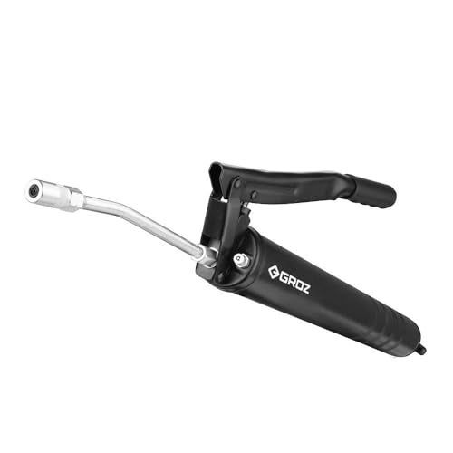 Groz High Capacity Grease Gun 1 Kg with 6" (150mm) Steel Extension and Coupler | Upto 6000psi Pressure | Extra Long Grease Gun | Black | 12 Months Warranty | G11R/B - Image 1