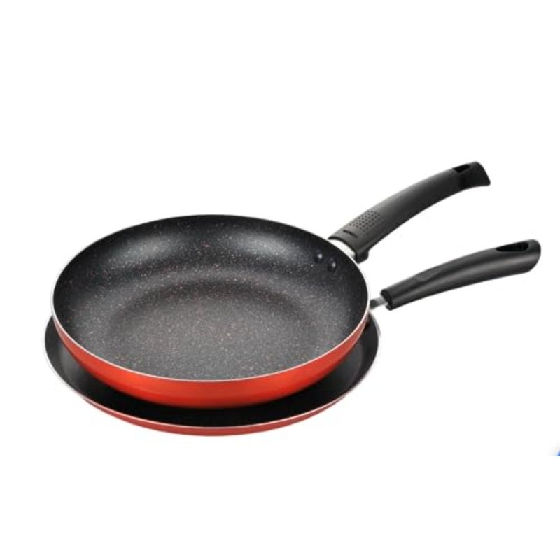 ULTRA 2PCS non-stick cookware set: frypan 26cm + tawa 28cm, pressed aluminum, metallic orange, induction bottom, suitable for all stoves - Image 1