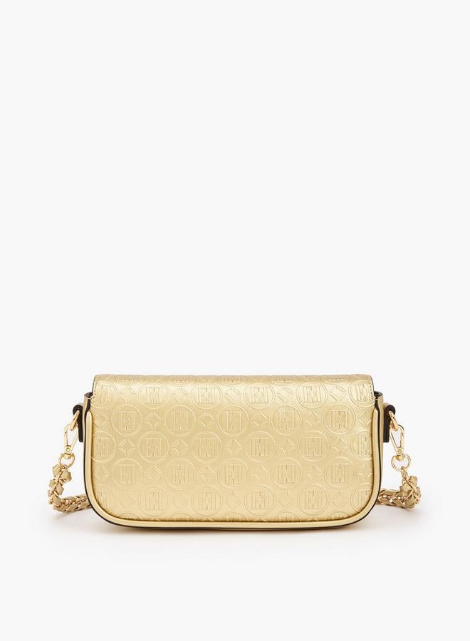 ELLE Monogram Debossed Crossbody Bag With Chain Strap - Image 5
