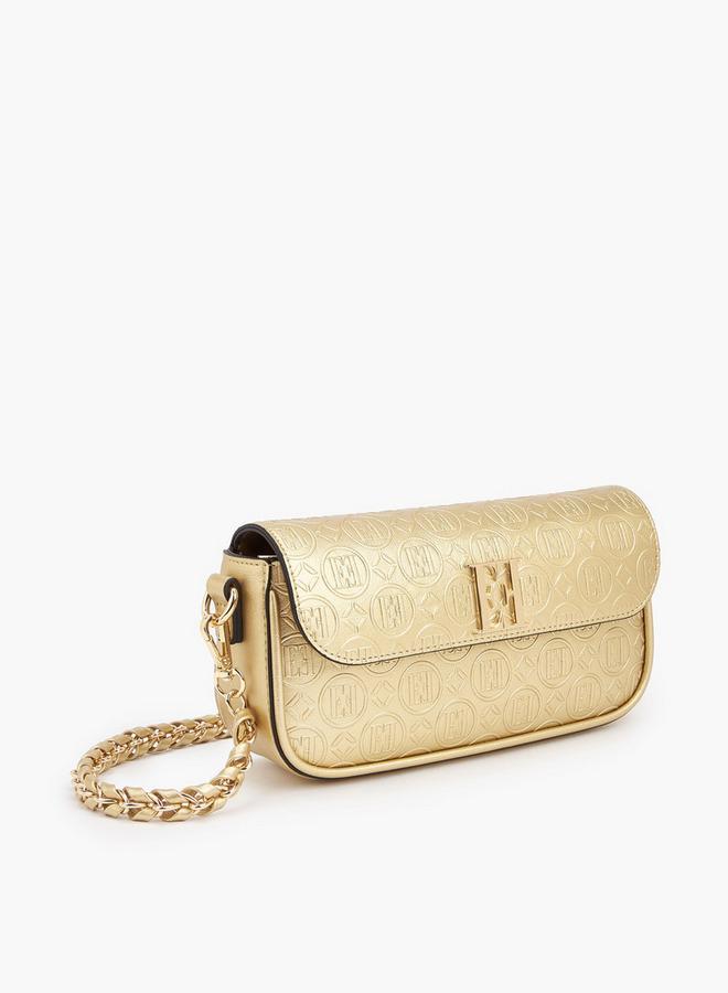 ELLE Monogram Debossed Crossbody Bag With Chain Strap - Image 3