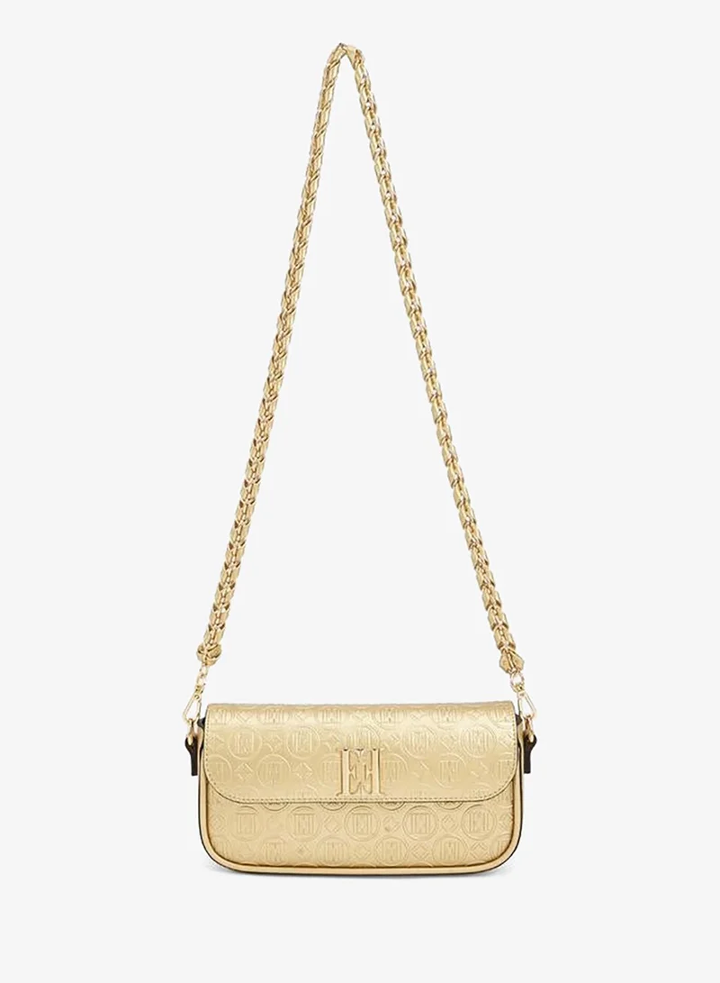 ELLE Monogram Debossed Crossbody Bag With Chain Strap