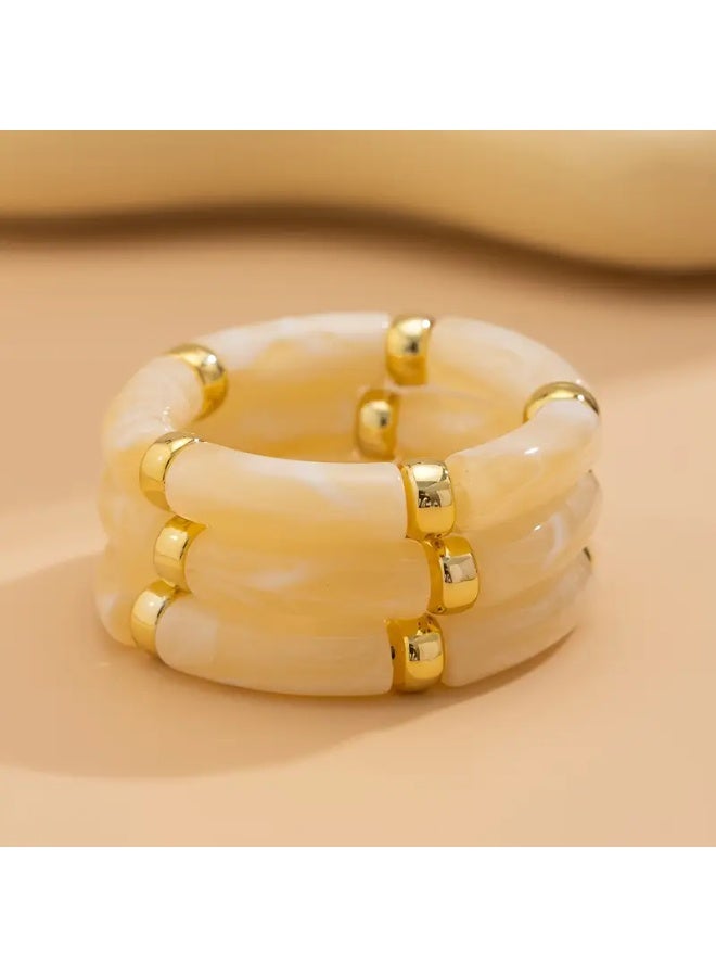Just Pretty Corner 3pcs Acrylic Bead Stackable Bracelets White - Image 3