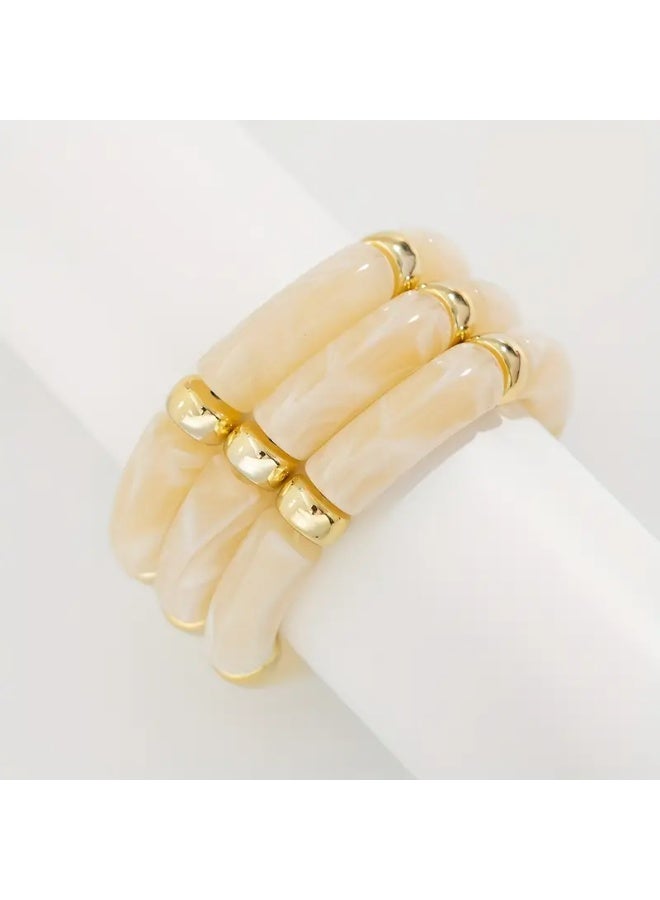 Just Pretty Corner 3pcs Acrylic Bead Stackable Bracelets White - Image 4