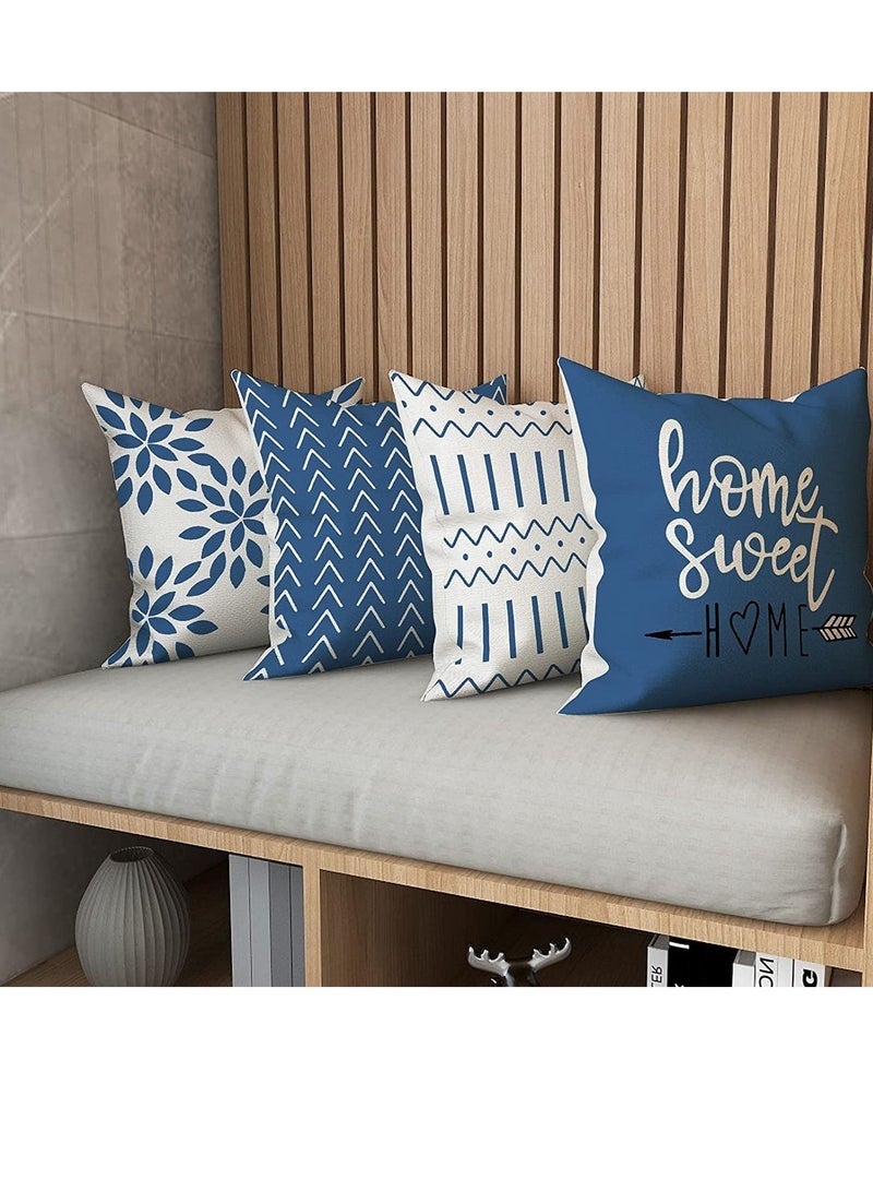 SYOSI Throw Pillow Cover Modern Sofa Decorative Pillow Covers 18x18 Set of 4 Outdoor Linen Fabric Pillow Case for Couch Bed Car Home Sofa Couch Decoration 45x45cm Light Blue - Image 4