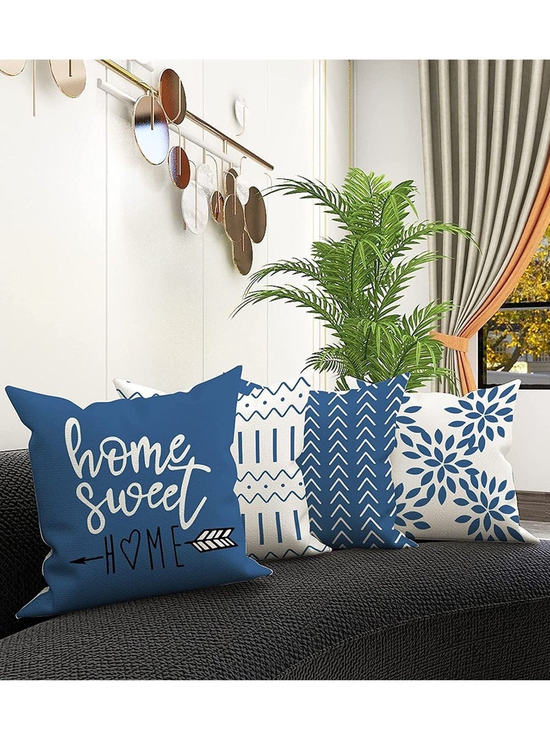SYOSI Throw Pillow Cover Modern Sofa Decorative Pillow Covers 18x18 Set of 4 Outdoor Linen Fabric Pillow Case for Couch Bed Car Home Sofa Couch Decoration 45x45cm Light Blue - Image 3