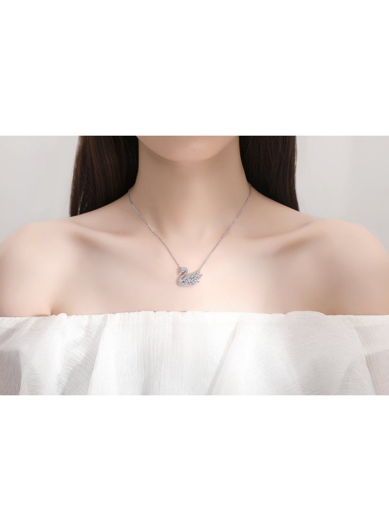 Elegant Chain Necklace 18K White Gold Plated, Adjustable Length Necklace, High-end Artificial Crystal Gemstone Pendant for Woman Daily Use, Gifts Party or Wedding - Image 3
