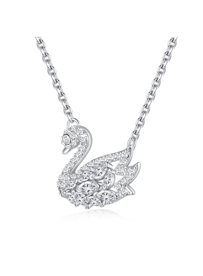 Elegant Chain Necklace 18K White Gold Plated, Adjustable Length Necklace, High-end Artificial Crystal Gemstone Pendant for Woman Daily Use, Gifts Party or Wedding - Image 2