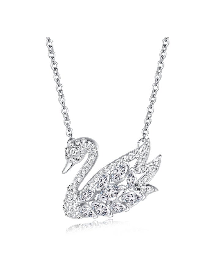 Elegant Chain Necklace 18K White Gold Plated, Adjustable Length Necklace, High-end Artificial Crystal Gemstone Pendant for Woman Daily Use, Gifts Party or Wedding - Image 1
