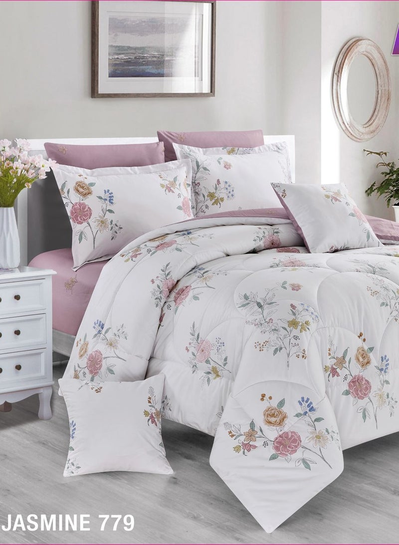 Leon Double Bedspread Set 8 Pieces 100% Cotton Floral 779