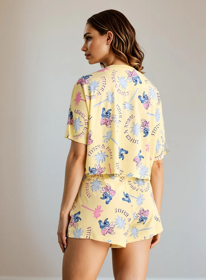 Splash FAV Angel and Stitch Print Shorts Set