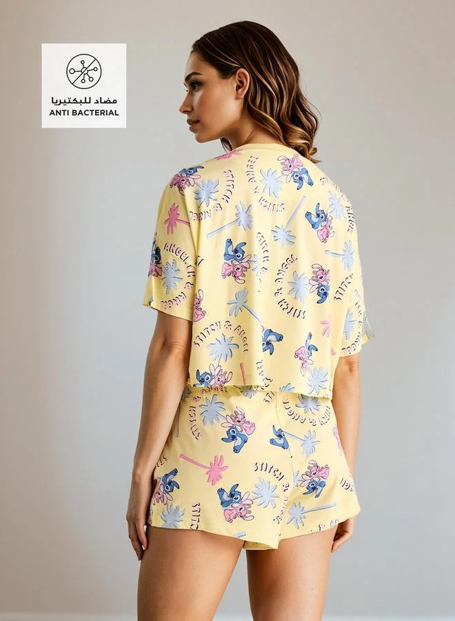 Splash FAV Angel and Stitch Print Shorts Set