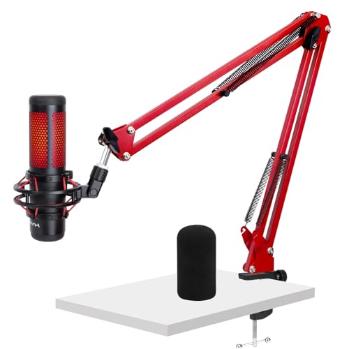WIBOND For HyperX Quadcast Boom Arm Upgraded Mic Arm with Reduce Wind Noises Mic Foam Cover Red Boom Arm for Hyperx Quadcast 38 to 58 Adapter Compatible with Other Models - Image 1
