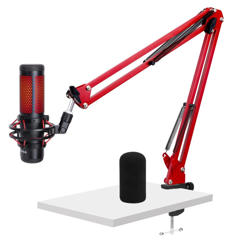 WIBOND For HyperX Quadcast Boom Arm Upgraded Mic Arm with Reduce Wind Noises Mic Foam Cover Red Boom Arm for Hyperx Quadcast 38 to 58 Adapter Compatible with Other Models - Image 2