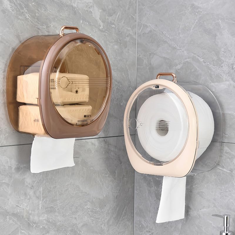 Qurax Punch-Free Paper Holder Wall-Mounted Toilet Toilet Paper Box Tissue Box Hand Carton Storage Rack Paper Extraction Box Light Luxur (Multicolor) (Skin) - Image 3