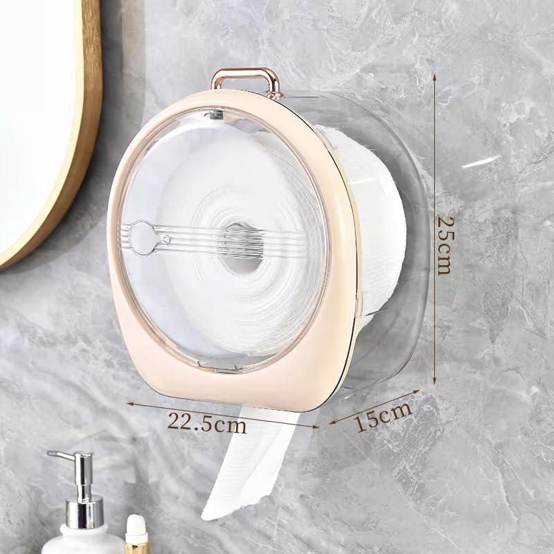 Qurax Punch-Free Paper Holder Wall-Mounted Toilet Toilet Paper Box Tissue Box Hand Carton Storage Rack Paper Extraction Box Light Luxur (Multicolor) (Skin) - Image 2