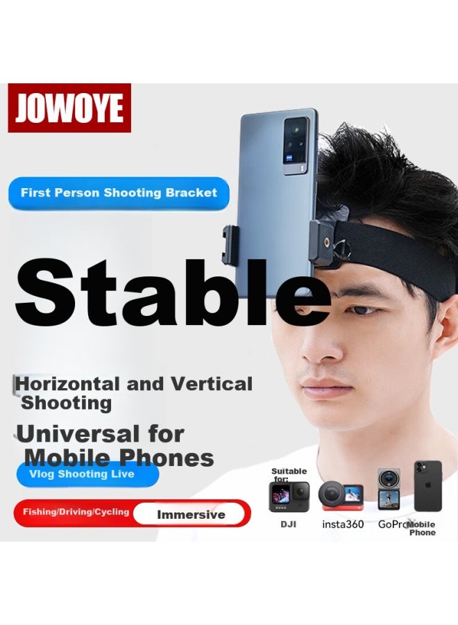 Jowoye Head-mounted Phone Holder Sports Camera Dji 360 Immersive Tiktok Video Recording First-person View Video Angle Driving Car Fixed Top Headband Fishing Wearable Bracket - Image 1