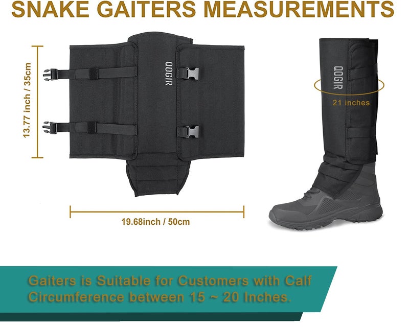 QOGIR Snake Gaiters for Hunting: Durable Snake Guards, Snake Gaiter Leggings for Men & Women, Snake Bite Protection for Lower Legs, Snake Proof Gaiters with Adjustable Size(Black) - Image 4