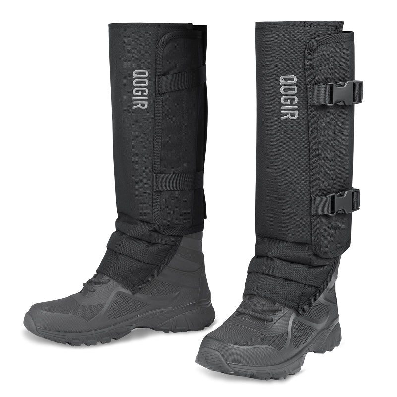 QOGIR Snake Gaiters for Hunting: Durable Snake Guards, Snake Gaiter Leggings for Men & Women, Snake Bite Protection for Lower Legs, Snake Proof Gaiters with Adjustable Size(Black) - Image 1