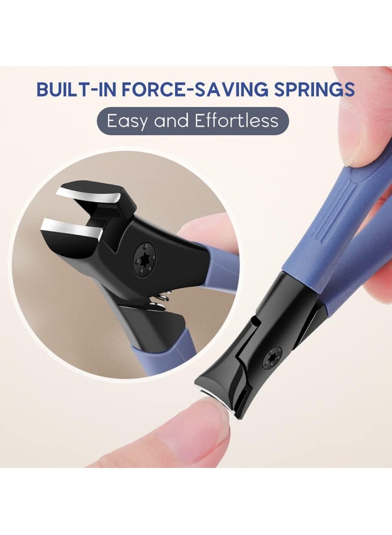 Thick Nail Clipper, Toenail Clipper with Long Handle Stainless Steel Nail Cutter for Tough Nails Thick Nails, Anti-splash Nail Clipper for Adults, Seniors, Manicure Nail Clipper (Black) - Image 3